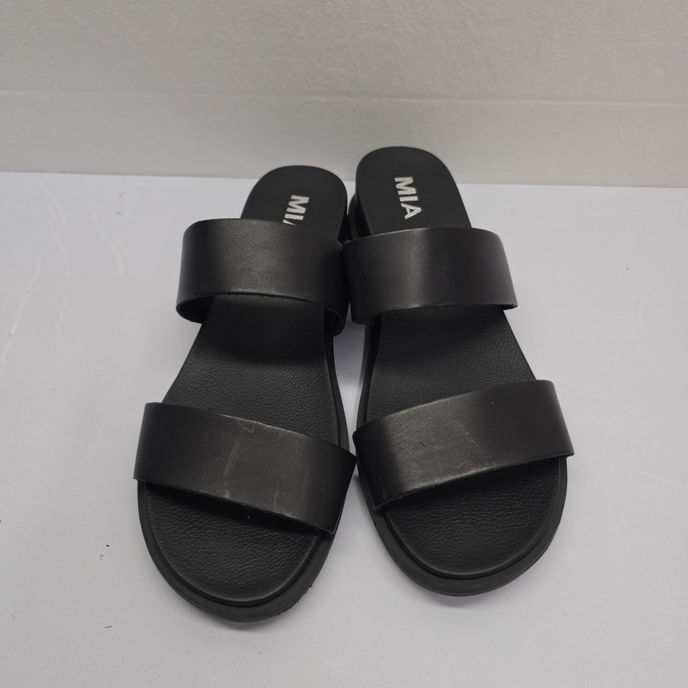 MIA Women Black Double Strap Slide Sandals MH2230VYB Size 9